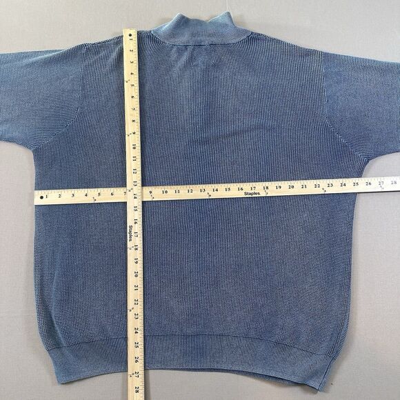 Vintage F/X Fusion Quarter Zip Sweater Mens L Blue Velvet Cotton Grandpa - Picture 4 of 4